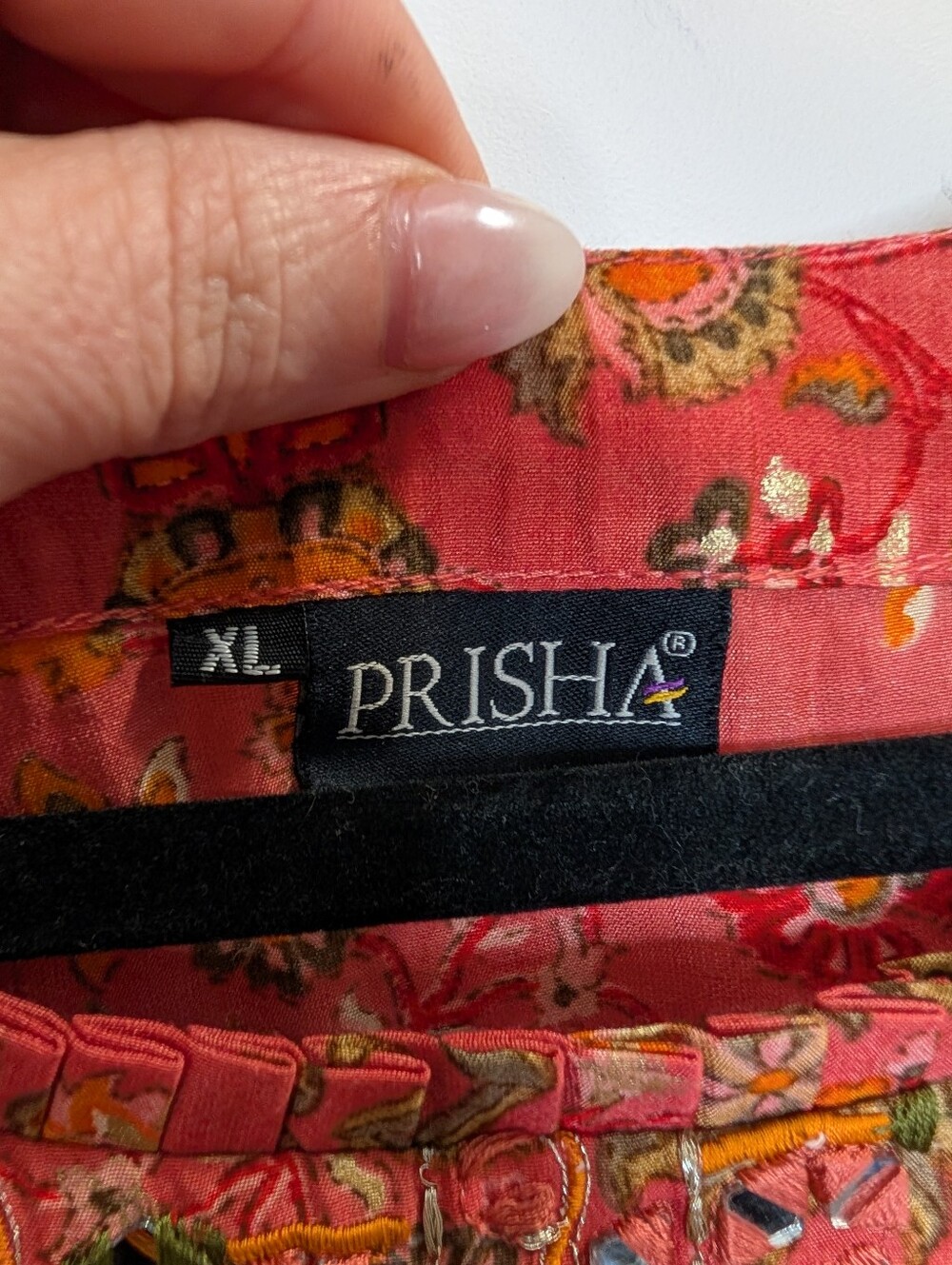 Prisha Pink Floral Mirror Embellished Tiered Maxi Dress XL - Picture 3 of 4